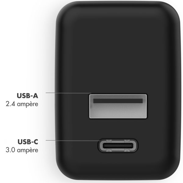 imoshion Wall Charger met USB-C naar USB-C kabel - Oplader - Gevlochten textiel - 20 Watt - 0,25 meter - Zwart