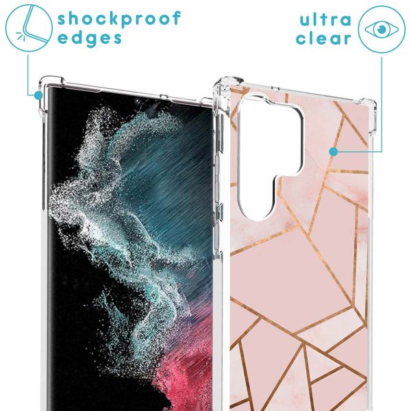 imoshion Design hoesje met koord Samsung Galaxy S23 Ultra - Grafisch Koper - Roze / Goud