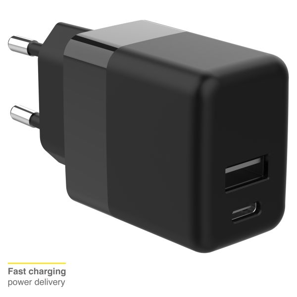 Accezz Wall Charger - Oplader - USB-C en USB aansluiting - Power Delivery - 20 Watt - Black