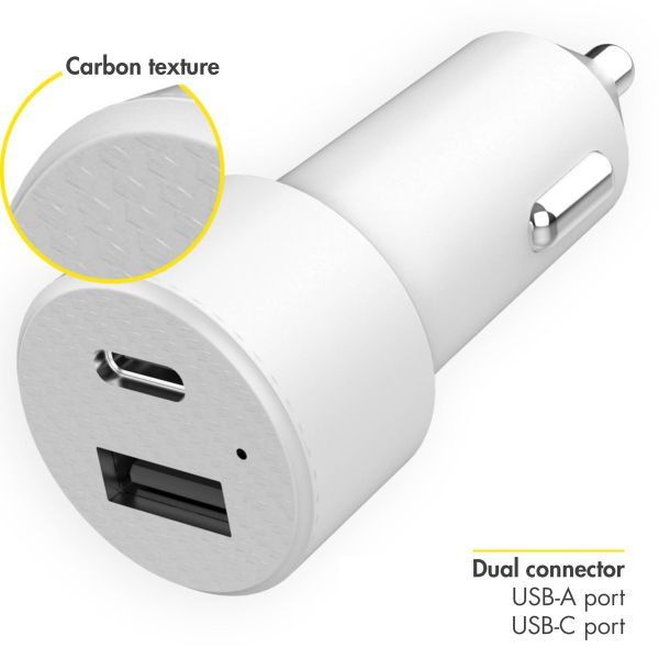 Accezz Car Charger met Lightning naar USB kabel - Autolader - MFi certificering - 20 Watt - 1 meter - Wit