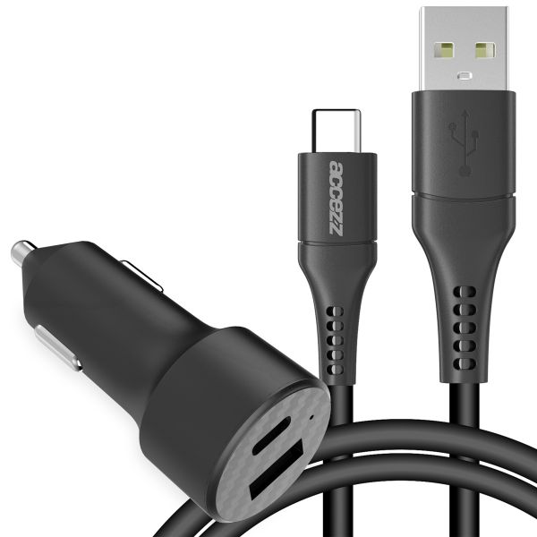 Accezz Car Charger met USB-C naar USB kabel - Autolader - 20 Watt - 1 meter - Zwart