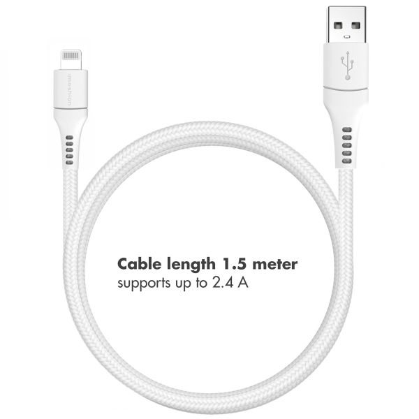 imoshion Wall Charger met Lightning naar USB-A kabel - Oplader - MFi certificering - Gevlochten textiel - 20 Watt - 1,5 meter - Wit