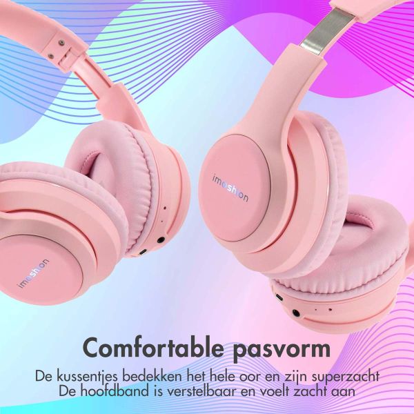 imoshion Kids LED Light Bluetooth Headphones - Kinder koptelefoon - Draadloze koptelefoon + AUX kabel - Roze