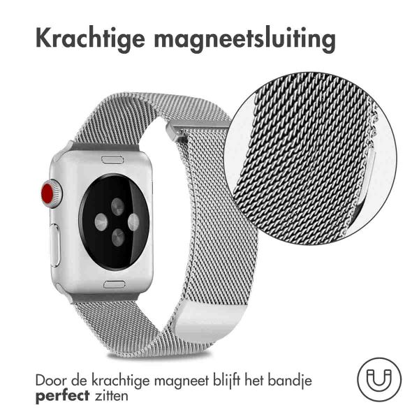 imoshion Milanees magnetisch bandje Apple Watch Series 1-9 / SE - 38/40/41 mm / Series 10 - 42 mm - Maat S - Zilver