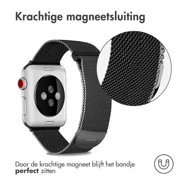 imoshion Milanees magnetisch bandje Apple Watch Series 1-9 / SE - 38/40/41 mm / Series 10 - 42 mm - Maat S - Zwart