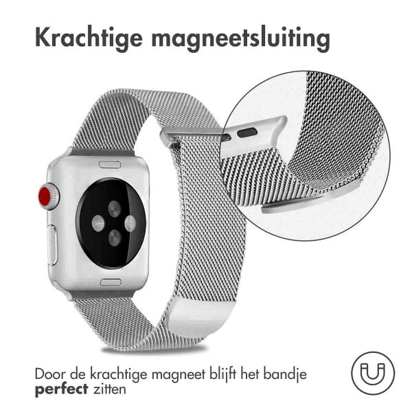 imoshion Milanees magnetisch bandje Apple Watch Series 1-9 / SE - 38/40/41 mm / Series 10 - 42 mm - Maat M - Zilver