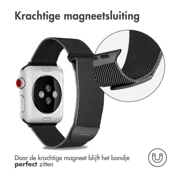 imoshion Milanees magnetisch bandje Apple Watch Series 1-9 / SE - 38/40/41 mm / Series 10 - 42 mm - Maat M - Zwart