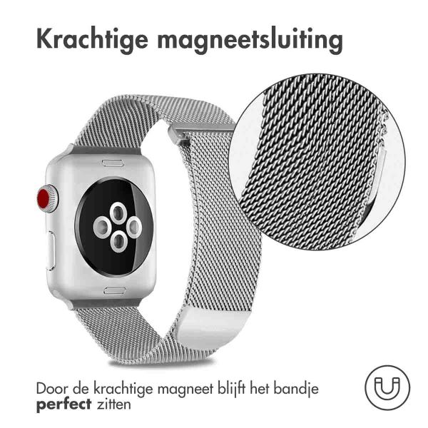 imoshion Milanees magnetisch bandje Apple Watch Series 1-10 / SE / Ultra (2) - 42/44/45/46/49 mm - Maat S - Zilver