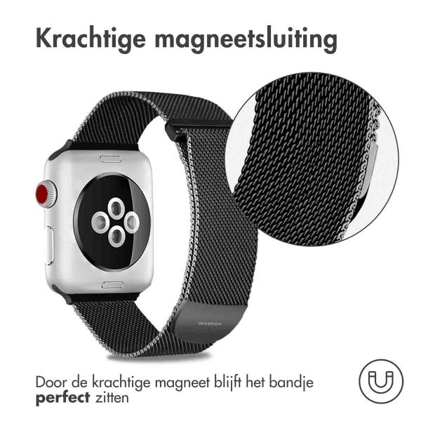 imoshion Milanees magnetisch bandje Apple Watch Series 1-10 / SE / Ultra (2) - 42/44/45/46/49 mm - Maat S - Zwart