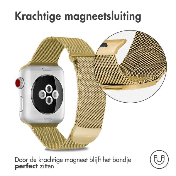 imoshion Milanees magnetisch bandje Apple Watch Series 1-10 / SE / Ultra (2) - 42/44/45/46/49 mm - Maat M - Goud