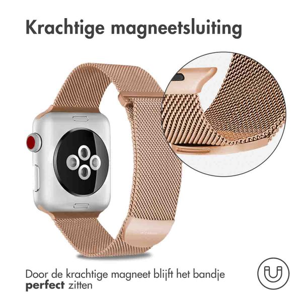 imoshion Milanees magnetisch bandje Apple Watch Series 1-10 / SE / Ultra (2) - 42/44/45/46/49 mm - Maat M - Rosé Goud