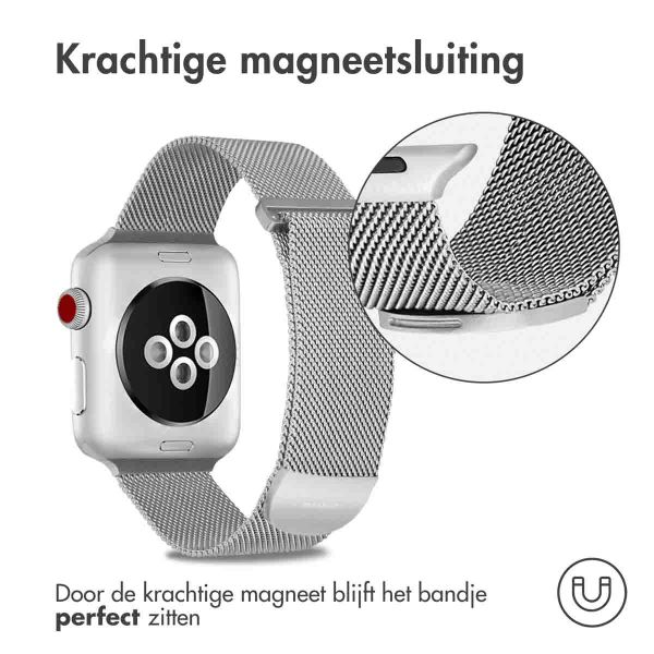 imoshion Milanees magnetisch bandje Apple Watch Series 1-10 / SE / Ultra (2) - 42/44/45/46/49 mm - Maat M - Zilver