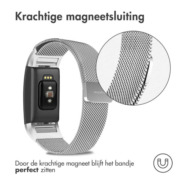 imoshion Milanees magnetisch bandje Fitbit Charge 2 - Maat S - Zilver