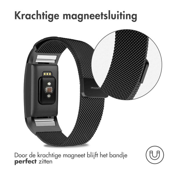 imoshion Milanees magnetisch bandje Fitbit Charge 2 - Maat S - Zwart