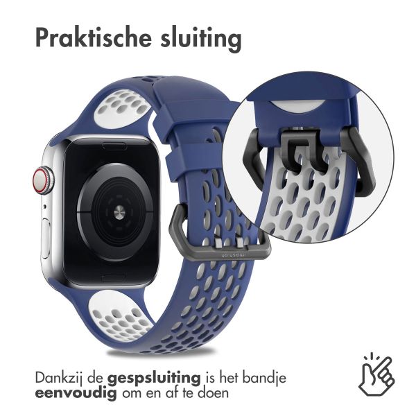 imoshion Siliconen sport bandje gesp Apple Watch Series 1-9 / SE - 38/40/41 mm / Series 10 - 42 mm - Donkerblauw / Wit