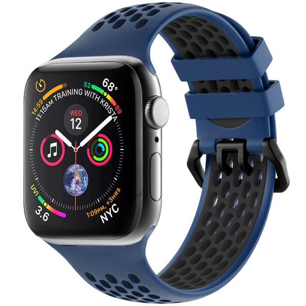 imoshion Siliconen sport bandje gesp Apple Watch Series 1-9 / SE - 38/40/41 mm / Series 10 - 42 mm - Blauw / Zwart