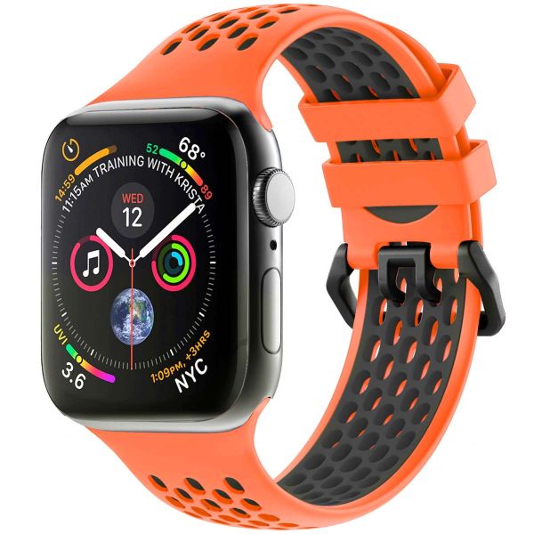 imoshion Siliconen sport bandje gesp Apple Watch Series 1-9 / SE - 38/40/41 mm / Series 10 - 42 mm - Oranje / Zwart