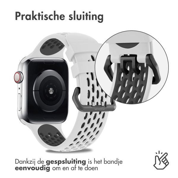 imoshion Siliconen sport bandje gesp Apple Watch Series 1-9 / SE - 38/40/41 mm / Series 10 - 42 mm - Wit / Zwart