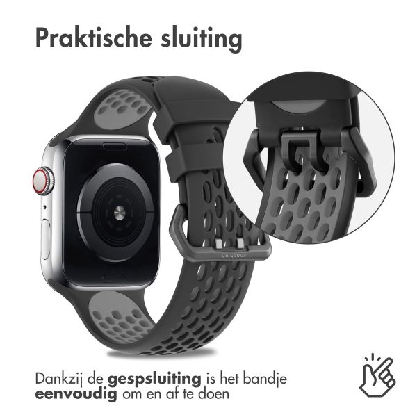 imoshion Siliconen sport bandje gesp Apple Watch Series 1-9 / SE - 38/40/41 mm / Series 10 - 42 mm - Zwart / Grijs