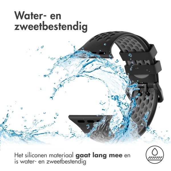 imoshion Siliconen sport bandje gesp Apple Watch Series 1-9 / SE - 38/40/41 mm / Series 10 - 42 mm - Zwart / Grijs