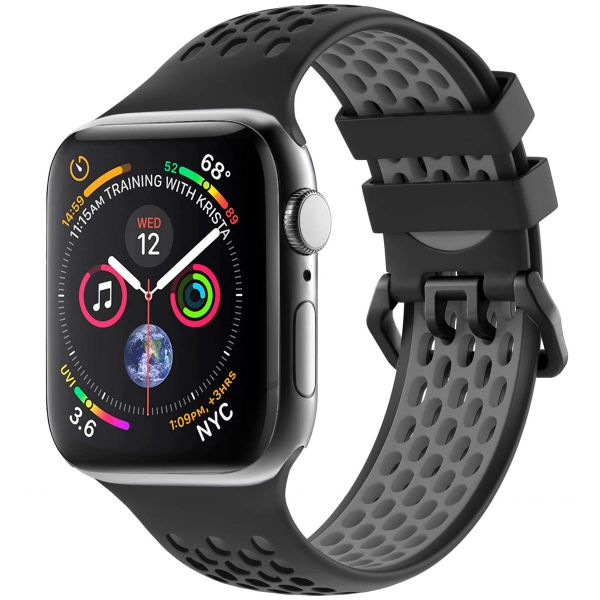 imoshion Siliconen sport bandje gesp Apple Watch Series 1-9 / SE - 38/40/41 mm / Series 10 - 42 mm - Zwart / Grijs