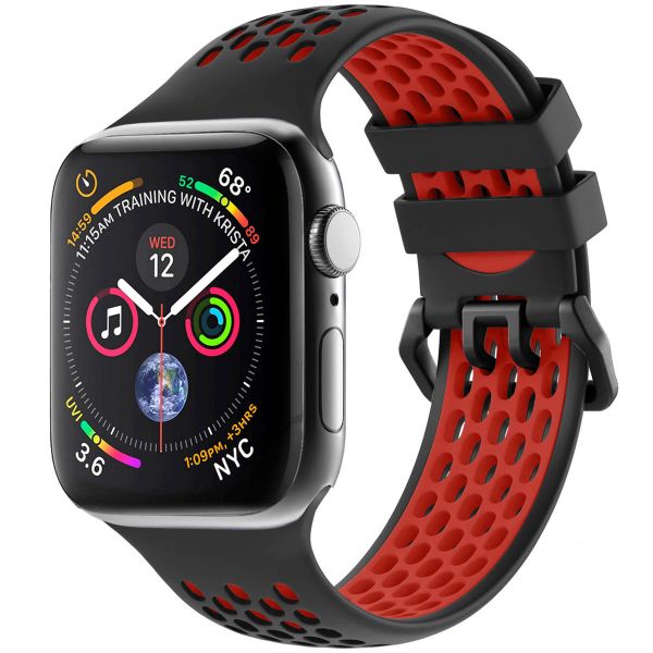 imoshion Siliconen sport bandje gesp Apple Watch Series 1-9 / SE - 38/40/41 mm / Series 10 - 42 mm - Zwart / Rood