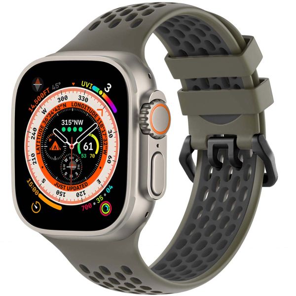 imoshion Siliconen sport bandje gesp Apple Watch Series 1-10 / SE / Ultra (2) - 42/44/45/46/49 mm - Groen / Zwart