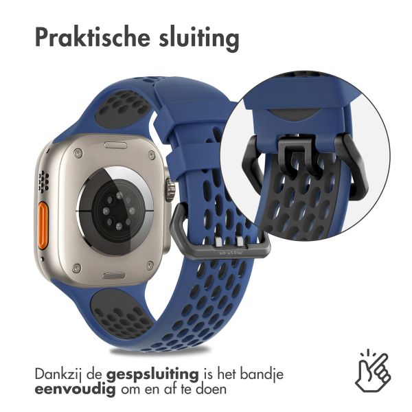 imoshion Siliconen sport bandje gesp Apple Watch Series 1-10 / SE / Ultra (2) - 42/44/45/46/49 mm - Blauw / Zwart