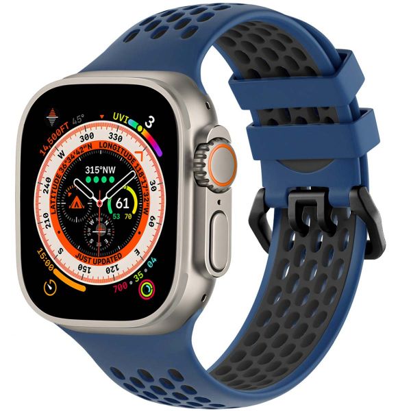 imoshion Siliconen sport bandje gesp Apple Watch Series 1-10 / SE / Ultra (2) - 42/44/45/46/49 mm - Blauw / Zwart