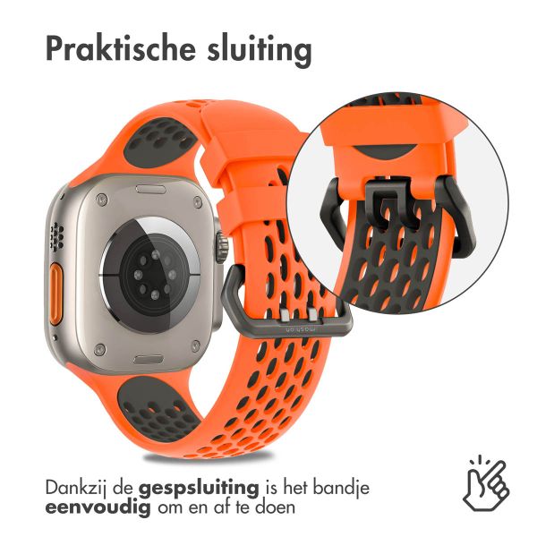 imoshion Siliconen sport bandje gesp Apple Watch Series 1-10 / SE / Ultra (2) - 42/44/45/46/49 mm - Oranje / Zwart