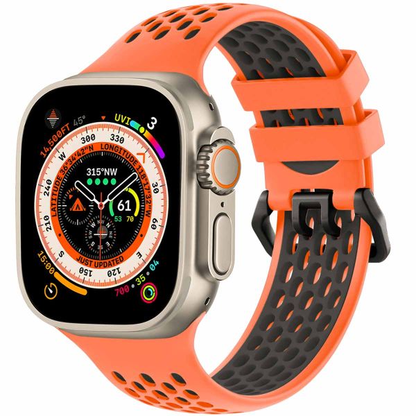 imoshion Siliconen sport bandje gesp Apple Watch Series 1-10 / SE / Ultra (2) - 42/44/45/46/49 mm - Oranje / Zwart