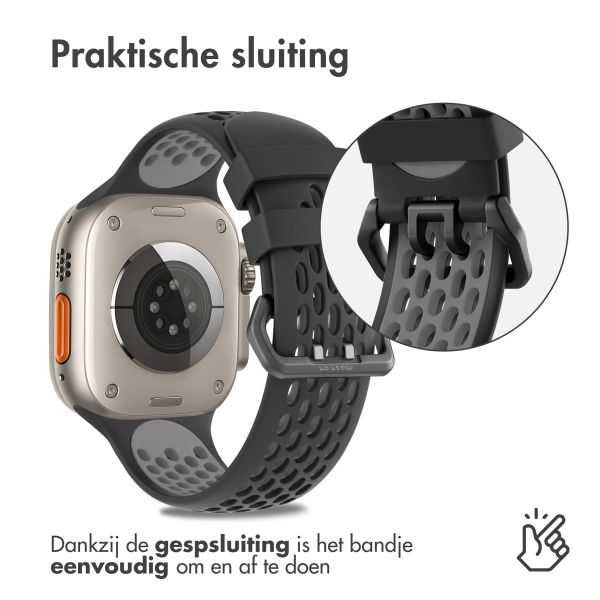 imoshion Siliconen sport bandje gesp Apple Watch Series 1-10 / SE / Ultra (2) - 42/44/45/46/49 mm - Zwart / Grijs