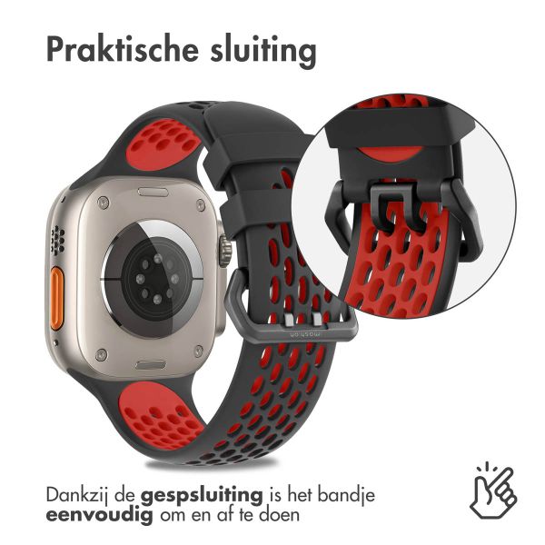 imoshion Siliconen sport bandje gesp Apple Watch Series 1-10 / SE / Ultra (2) - 42/44/45/46/49 mm - Zwart / Rood