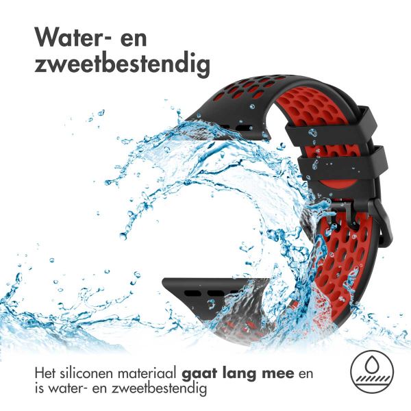 imoshion Siliconen sport bandje gesp Apple Watch Series 1-10 / SE / Ultra (2) - 42/44/45/46/49 mm - Zwart / Rood