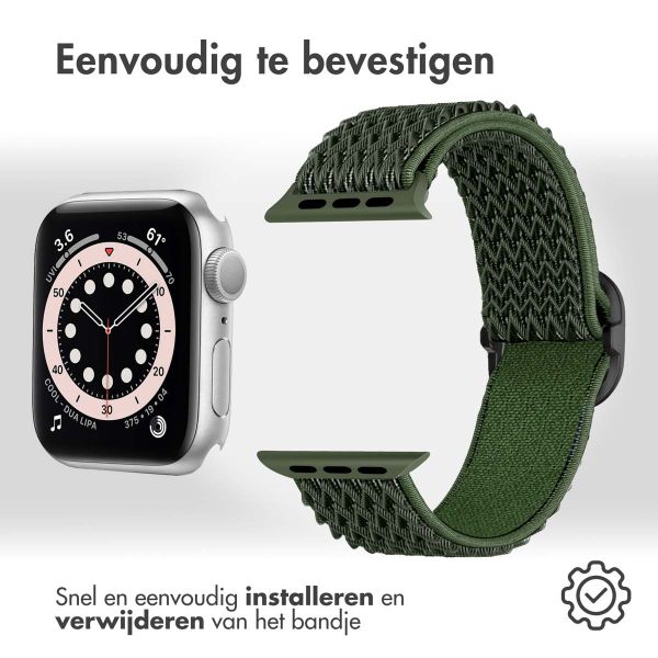 imoshion Elastisch nylon bandje Apple Watch Series 1-9 / SE - 38/40/41mm - Donkergroen