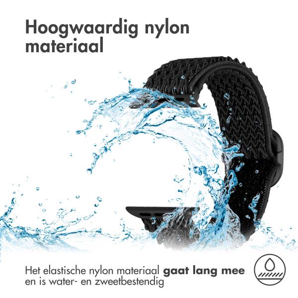 imoshion Elastisch nylon bandje Apple Watch Series 1-9 / SE - 38/40/41 mm / Series 10 - 42 mm - Zwart