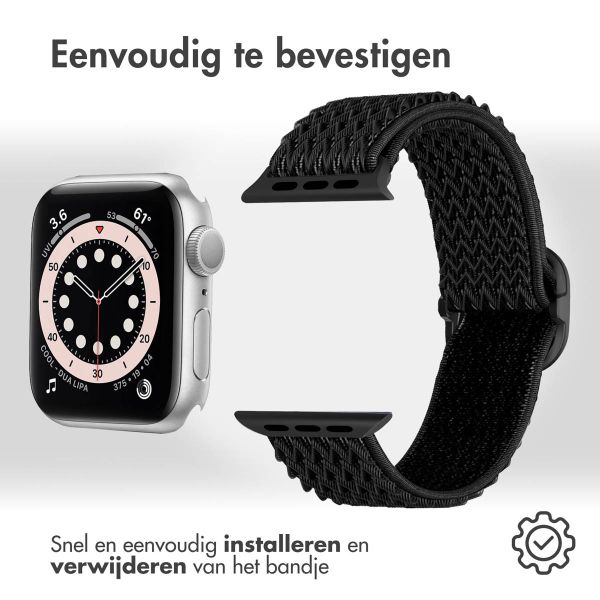 imoshion Elastisch nylon bandje Apple Watch Series 1-9 / SE - 38/40/41 mm / Series 10 - 42 mm - Zwart