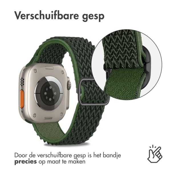 imoshion Elastisch nylon bandje Apple Watch Series 1-10 / SE / Ultra (2) - 42/44/45/46/49 mm - Donkergroen