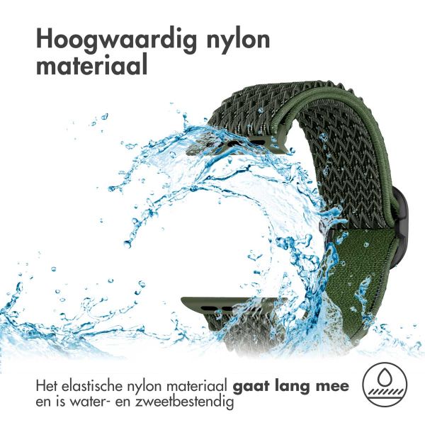 imoshion Elastisch nylon bandje Apple Watch Series 1-10 / SE / Ultra (2) - 42/44/45/46/49 mm - Donkergroen