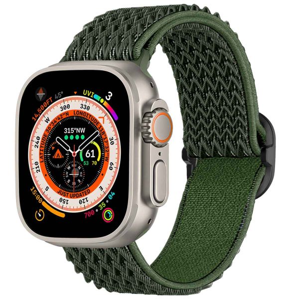 imoshion Elastisch nylon bandje Apple Watch Series 1-9 / SE / Ultra (2) - 42/44/45/49 mm - Donkergroen