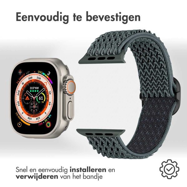 imoshion Elastisch nylon bandje Apple Watch Series 1-10 / SE / Ultra (2) - 42/44/45/46/49 mm - Donkergrijs