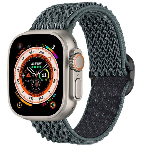 imoshion Elastisch nylon bandje Apple Watch Series 1-10 / SE / Ultra (2) - 42/44/45/46/49 mm - Donkergrijs