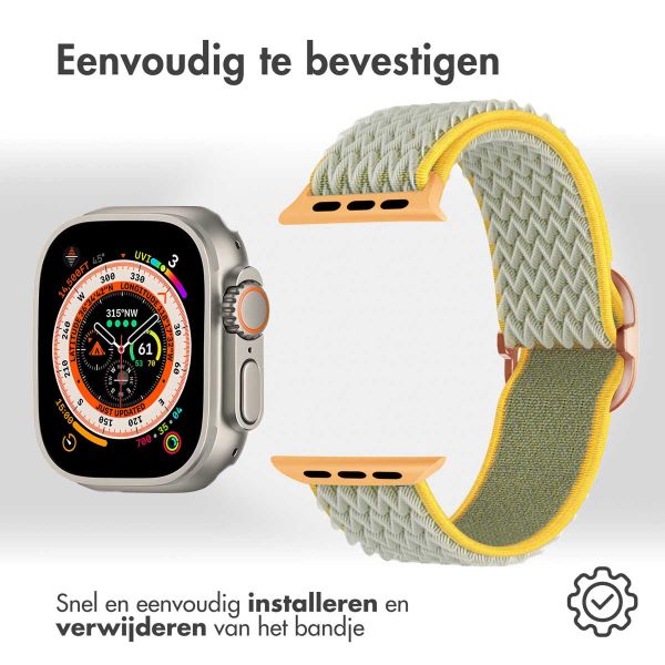 imoshion Elastisch nylon bandje Apple Watch Series 1-10 / SE / Ultra (2) - 42/44/45/46/49 mm - Lichtgroen