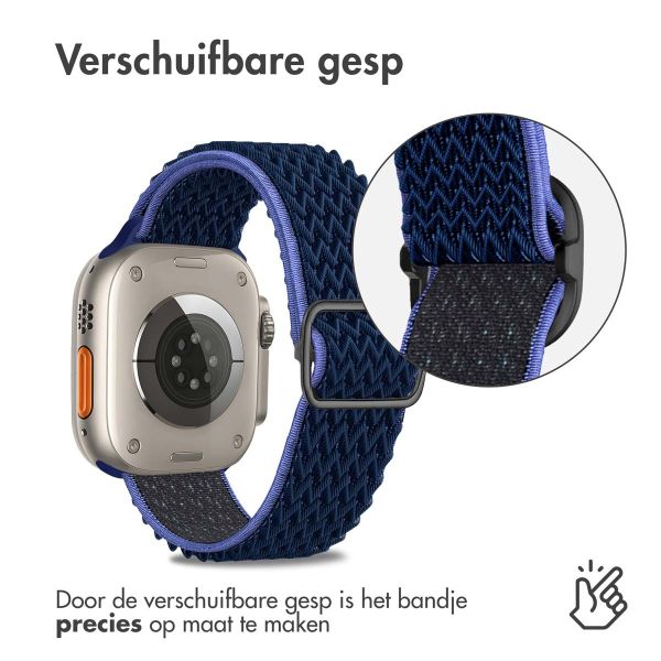 imoshion Elastisch nylon bandje Apple Watch Series 1-10 / SE / Ultra (2) - 42/44/45/46/49 mm - Donkerblauw