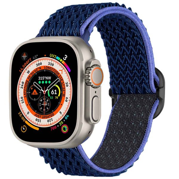 imoshion Elastisch nylon bandje Apple Watch Series 1-10 / SE / Ultra (2) - 42/44/45/46/49 mm - Donkerblauw