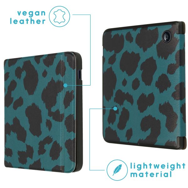 imoshion Design Slim Hard Case Sleepcover met stand Kobo Libra 2 / Tolino Vision 6 - Green Panther