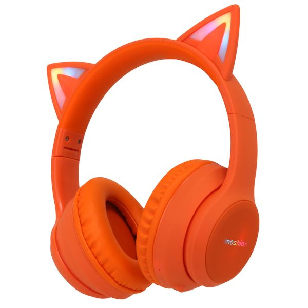 imoshion Kids LED Light Cat Ear Bluetooth Headphones - Kinder koptelefoon - Draadloze koptelefoon + AUX kabel - Oranje