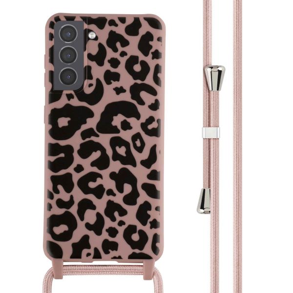 imoshion Siliconen design hoesje met koord Samsung Galaxy S21 - Animal Pink