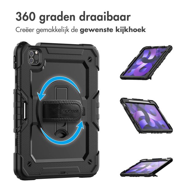 Accezz Rugged Backcover met schouderstrap iPad Air 5 (2022) / Air 4 (2020) - Zwart