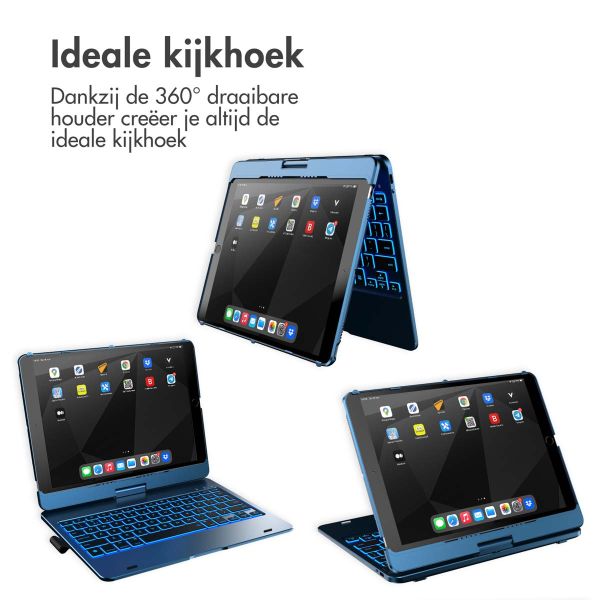 Accezz 360 Slim Keyboard Bookcase QWERTY iPad 10.2 inch (2019/2020/2021) / Air 5 (2022) / Air 4 (2020) / iPad Pro 10.5 (2017) - Donkerblauw